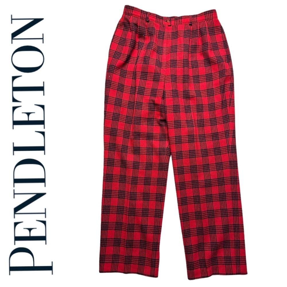 Pendleton Vintage Plaid Red Black Pants Size 12